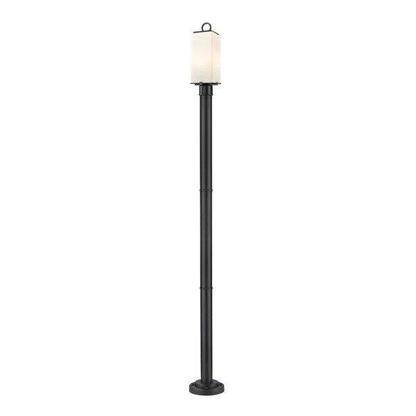 Z-Lite Sana 2 Light Outdoor Post Mounted Fixture, Black & White Opal 593PHMR-567P-BK - main